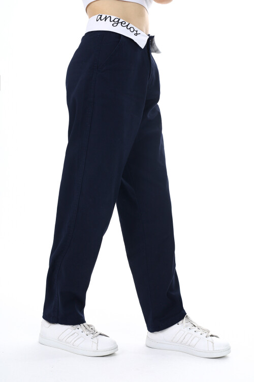 Kız Çocuk Bel İşlemeli Gabardin Pantolon 9-14 Yaş Lx253