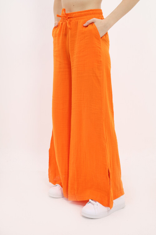 Kız Çocuk Ekstra Geniş Paçalı Muslin Pantolon LX 229