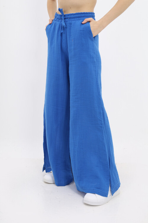 Kız Çocuk Ekstra Geniş Paçalı Muslin Pantolon LX 229