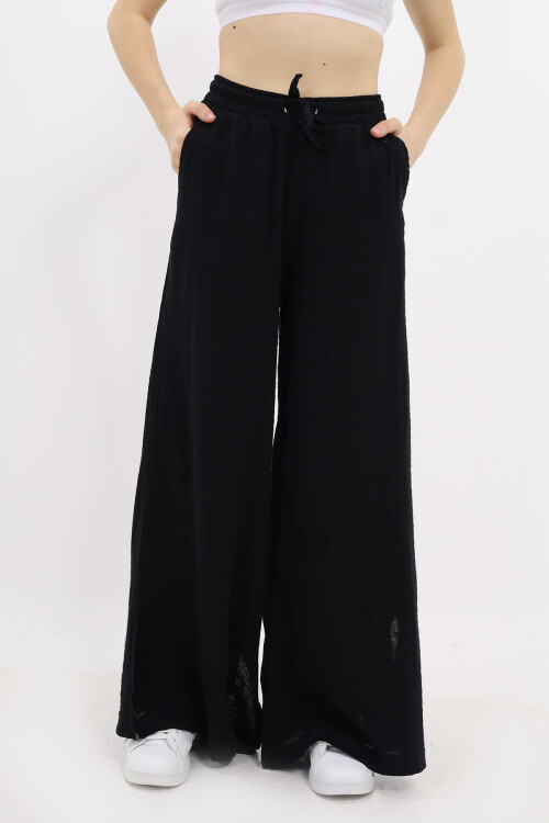 Kız Çocuk Ekstra Geniş Paçalı Muslin Pantolon LX 229