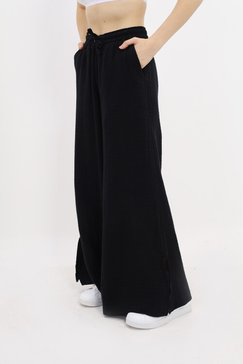 Kız Çocuk Ekstra Geniş Paçalı Muslin Pantolon LX 229