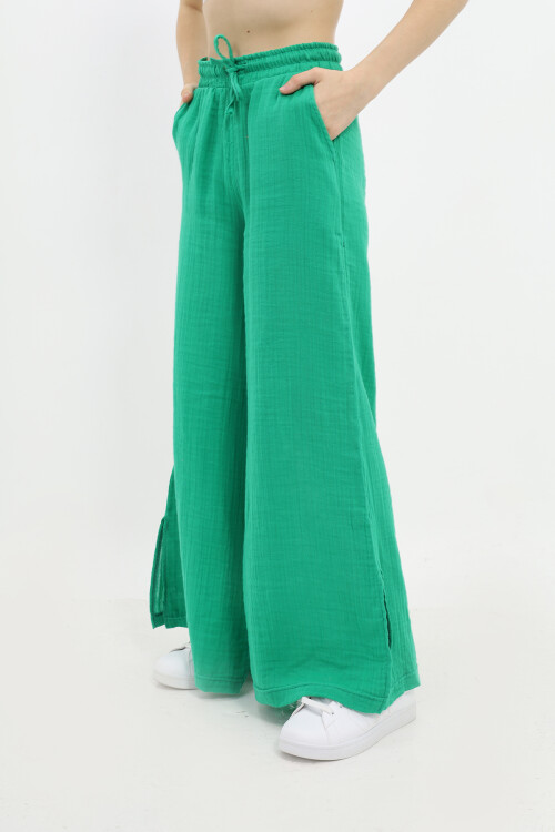 Kız Çocuk Ekstra Geniş Paçalı Muslin Pantolon LX 229