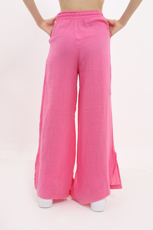 Kız Çocuk Ekstra Geniş Paçalı Muslin Pantolon LX 229