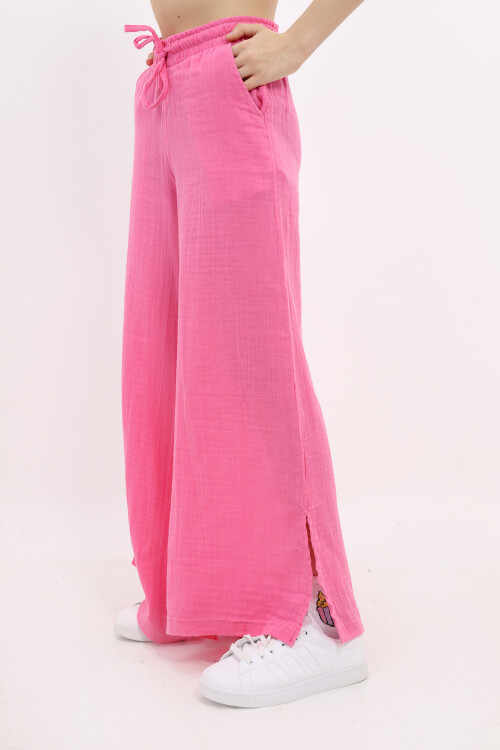 Kız Çocuk Ekstra Geniş Paçalı Muslin Pantolon LX 229