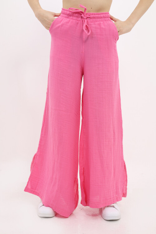 Kız Çocuk Ekstra Geniş Paçalı Muslin Pantolon LX 229