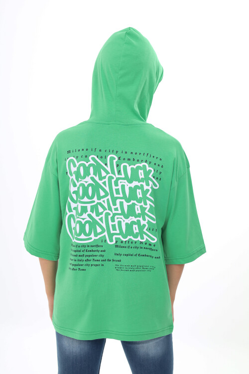 Erkek Çocuk Kapüşonlu Kanguru Cepli T-Shirt 9-14 Yaş Lx7072