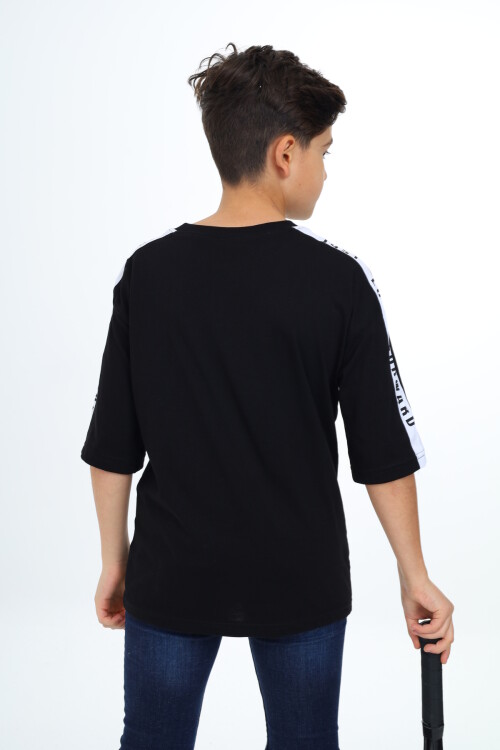 Erkek Çocuk Kol Şerit Garnili T-Shirt 9-14 Yaş Lx7063