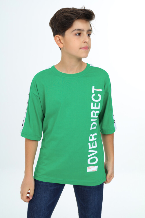 Erkek Çocuk Kol Şerit Garnili T-Shirt 9-14 Yaş Lx7063