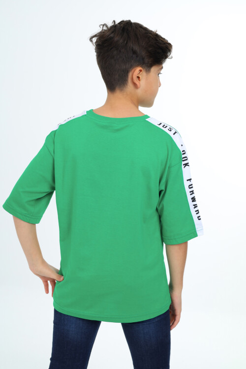 Erkek Çocuk Kol Şerit Garnili T-Shirt 9-14 Yaş Lx7063