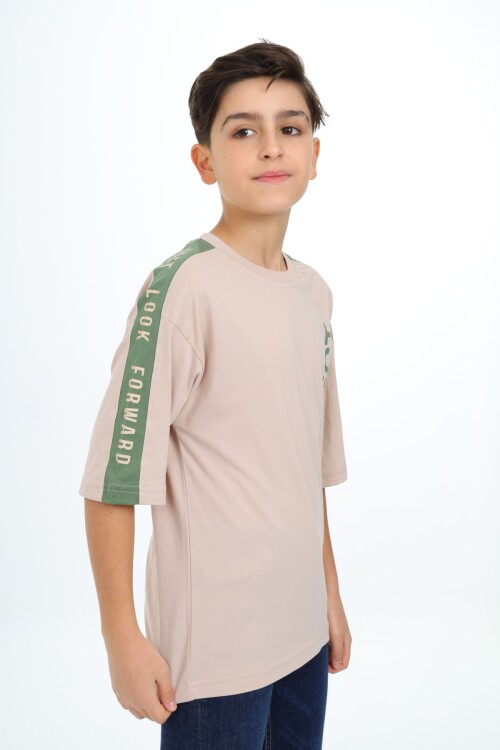 Erkek Çocuk Kol Şerit Garnili T-Shirt 9-14 Yaş Lx7063