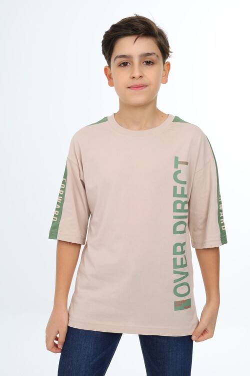 Erkek Çocuk Kol Şerit Garnili T-Shirt 9-14 Yaş Lx7063