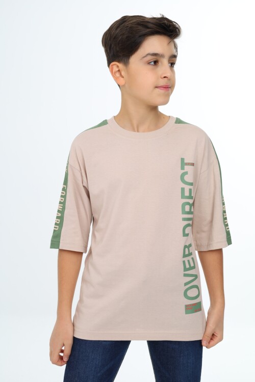 Erkek Çocuk Kol Şerit Garnili T-Shirt 9-14 Yaş Lx7063