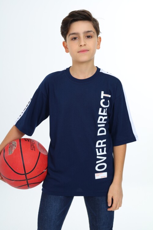 Erkek Çocuk Kol Şerit Garnili T-Shirt 9-14 Yaş Lx7063