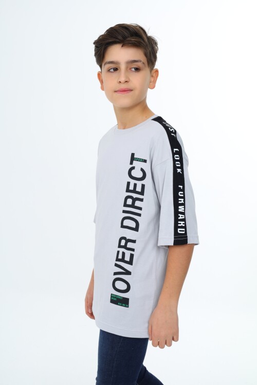 Erkek Çocuk Kol Şerit Garnili T-Shirt 9-14 Yaş Lx7063