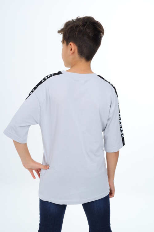 Erkek Çocuk Kol Şerit Garnili T-Shirt 9-14 Yaş Lx7063