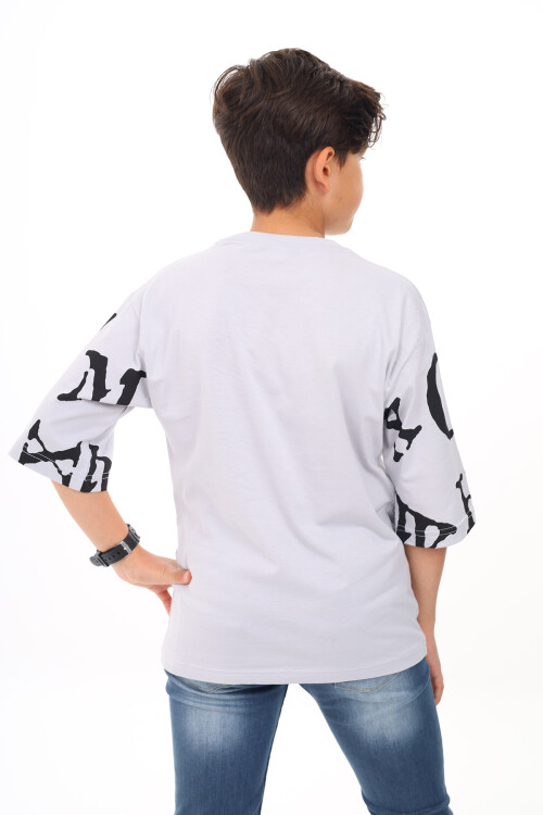 Erkek Çocuk Kol Yazı Baskılı T-Shirt 9-14 Yaş Lx7067