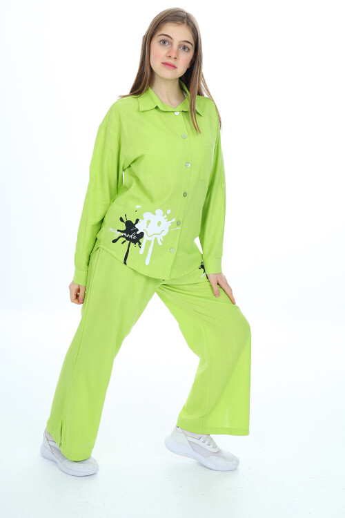 Kız Çocuk Gömlekli Alt-Üst Takım Lx311