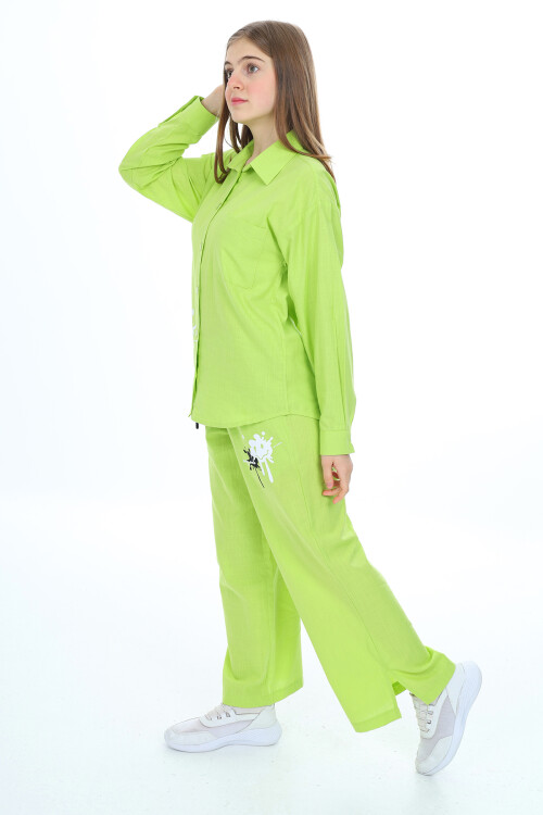 Kız Çocuk Gömlekli Alt-Üst Takım Lx311