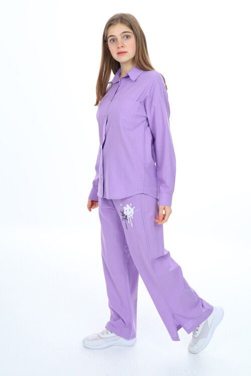 Kız Çocuk Gömlekli Alt-Üst Takım Lx311