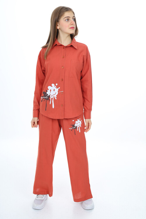 Kız Çocuk Gömlekli Alt-Üst Takım Lx311