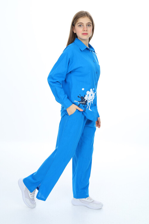 Kız Çocuk Gömlekli Alt-Üst Takım Lx311