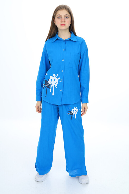 Kız Çocuk Gömlekli Alt-Üst Takım Lx311