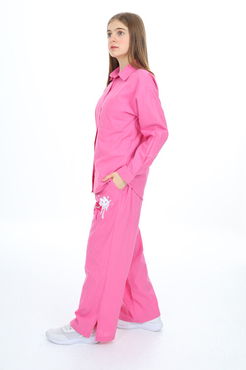 Kız Çocuk Gömlekli Alt-Üst Takım Lx311