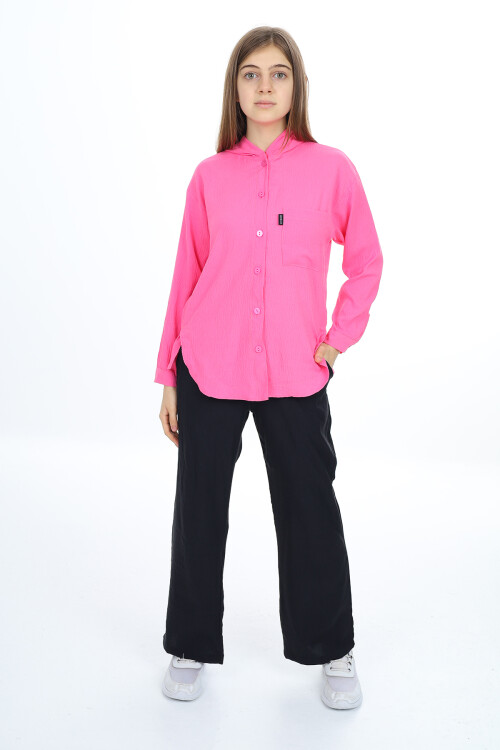 Kız Çocuk Kapüşonlu Gömlekli Takım 8-14 Yaş Lx309