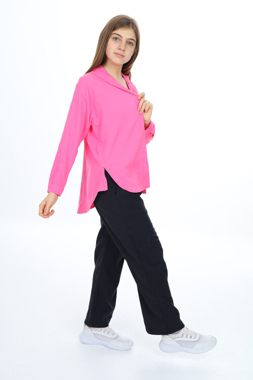 Kız Çocuk Kapüşonlu Gömlekli Takım 8-14 Yaş Lx309