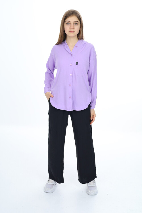 Kız Çocuk Kapüşonlu Gömlekli Takım 8-14 Yaş Lx309