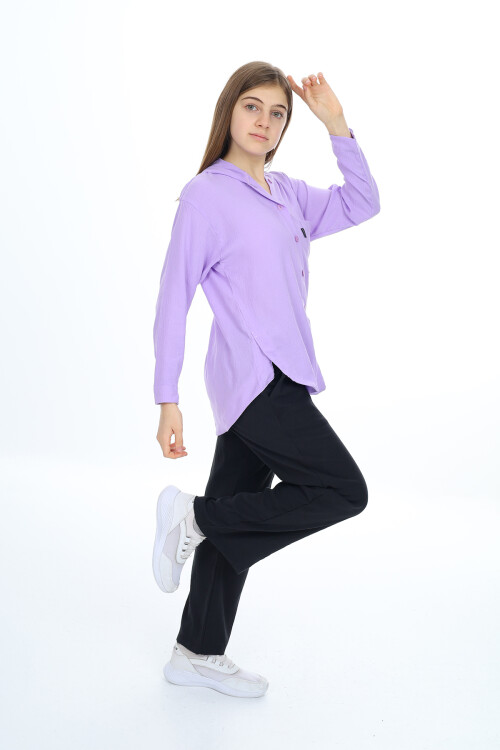 Kız Çocuk Kapüşonlu Gömlekli Takım 8-14 Yaş Lx309