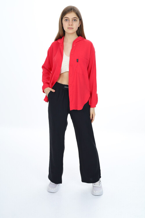 Kız Çocuk Kapüşonlu Gömlekli Takım 8-14 Yaş Lx309