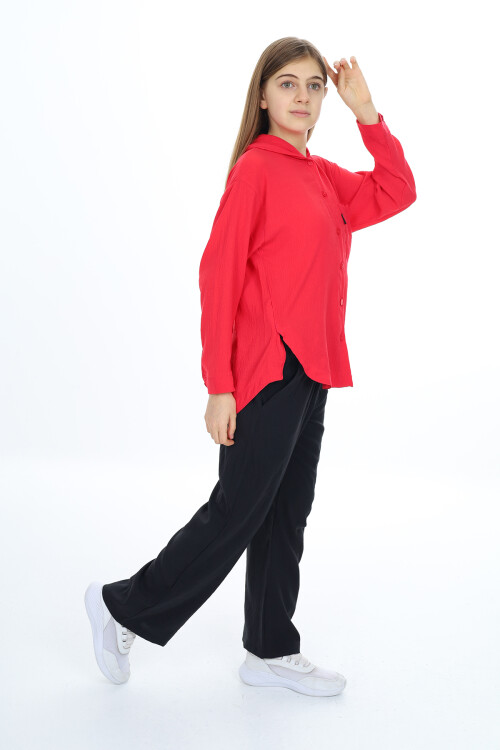 Kız Çocuk Kapüşonlu Gömlekli Takım 8-14 Yaş Lx309