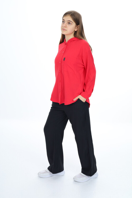 Kız Çocuk Kapüşonlu Gömlekli Takım 8-14 Yaş Lx309