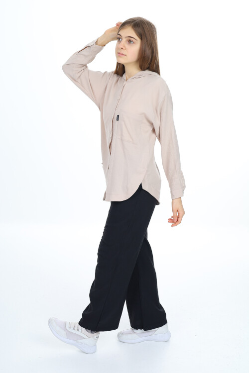 Kız Çocuk Kapüşonlu Gömlekli Takım 8-14 Yaş Lx309