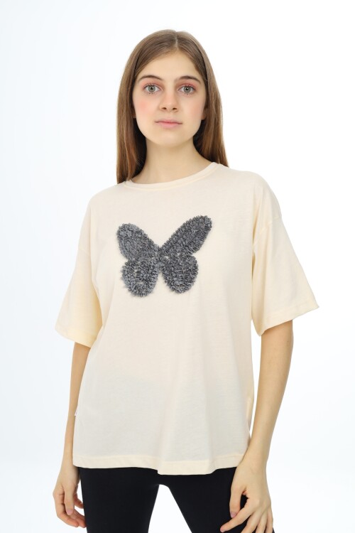 Kız Çocuk Kelebek Baskılı T-Shirt 9-14 Yaş Px037