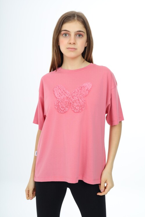 Kız Çocuk Kelebek Baskılı T-Shirt 9-14 Yaş Px037