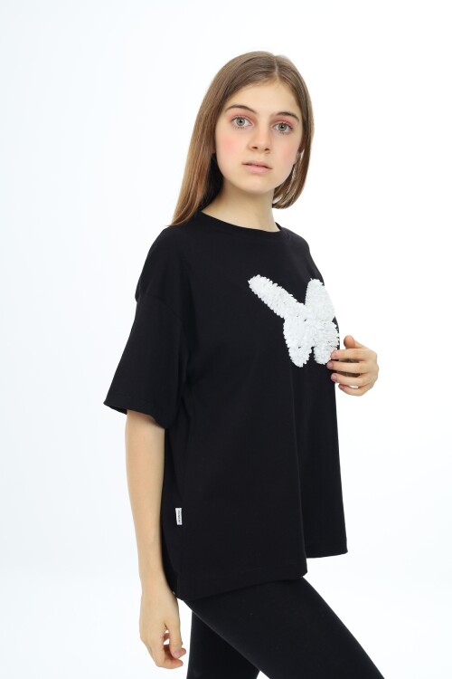 Kız Çocuk Kelebek Baskılı T-Shirt 9-14 Yaş Px037