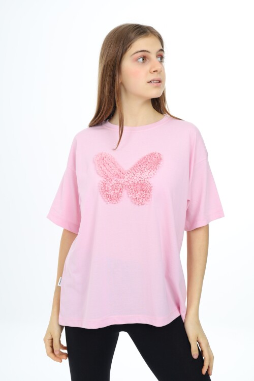 Kız Çocuk Kelebek Baskılı T-Shirt 9-14 Yaş Px037