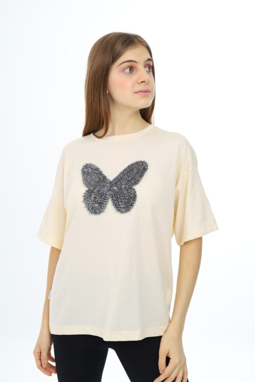 Kız Çocuk Kelebek Baskılı T-Shirt 9-14 Yaş Px037