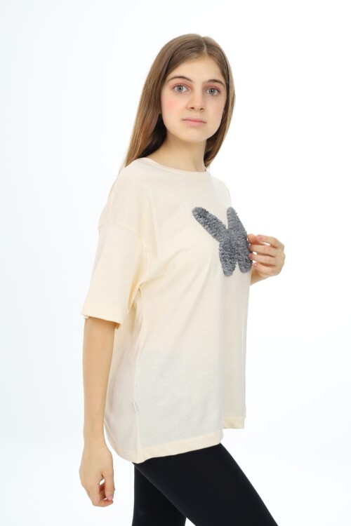 Kız Çocuk Kelebek Baskılı T-Shirt 9-14 Yaş Px037