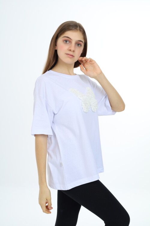 Kız Çocuk Kelebek Baskılı T-Shirt 9-14 Yaş Px037