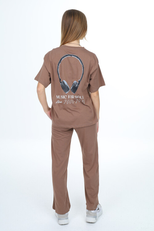 Kız Çocuk Kulaklık Baskılı Takım 9-14 Yaş LX303