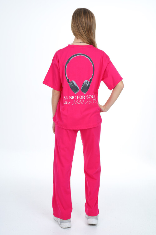 Kız Çocuk Kulaklık Baskılı Takım 9-14 Yaş LX303