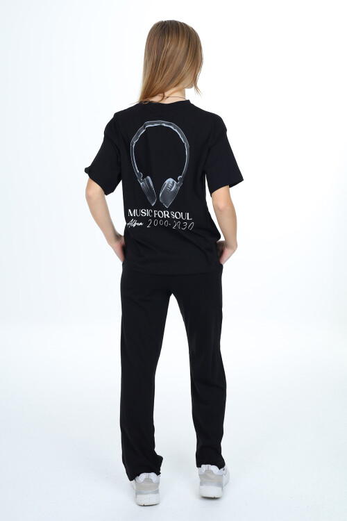 Kız Çocuk Kulaklık Baskılı Takım 9-14 Yaş LX303