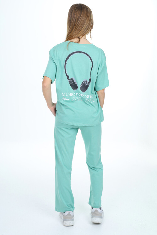 Kız Çocuk Kulaklık Baskılı Takım 9-14 Yaş LX303