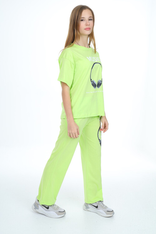 Kız Çocuk Kulaklık Baskılı Takım 9-14 Yaş LX303