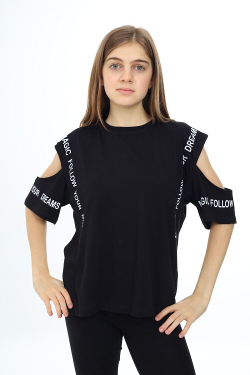 Kız Çocuk Omuzları Açık T-Shirt 9-14 Yaş px017