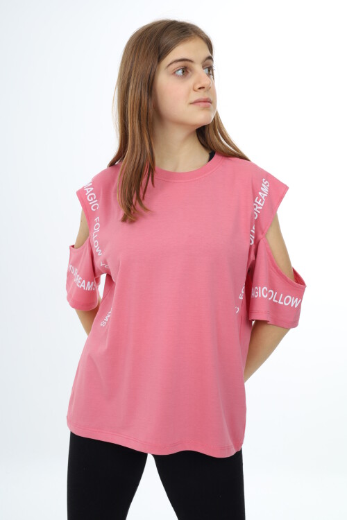 Kız Çocuk Omuzları Açık T-Shirt 9-14 Yaş px017