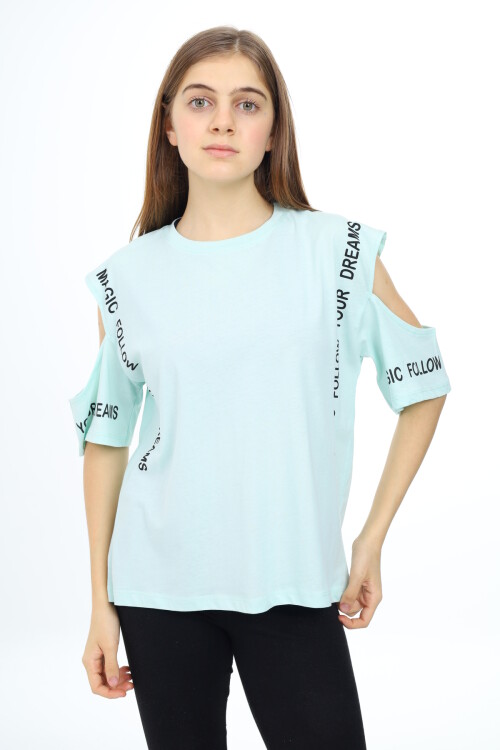 Kız Çocuk Omuzları Açık T-Shirt 9-14 Yaş px017